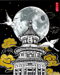 中国传统建筑艺术--创意线描画祈年殿