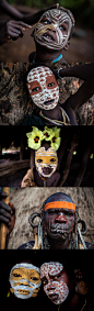 奥莫河谷部落人体艺术彩绘-他们通过自己的脸和身体变成一件艺术品封面大图