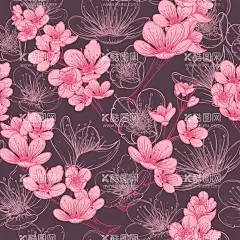 线条桃花  - 源文件下载【酷图网】数码,印花,高清,循环,手绘,