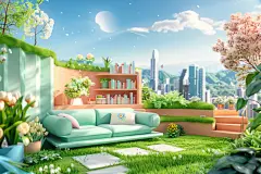 微立体立体家居电商户外场景渲染