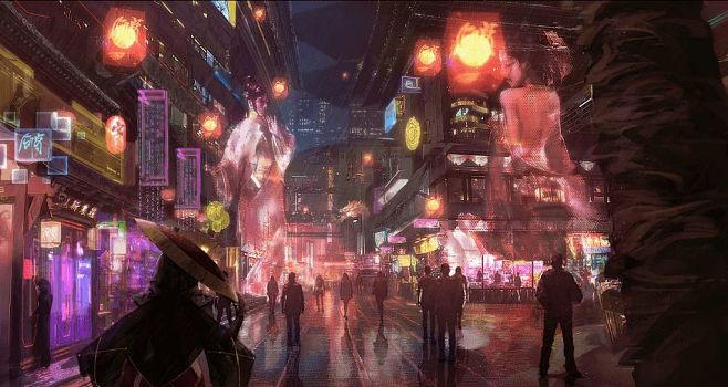中国风赛博朋克《格律城》复古与科技的碰撞...