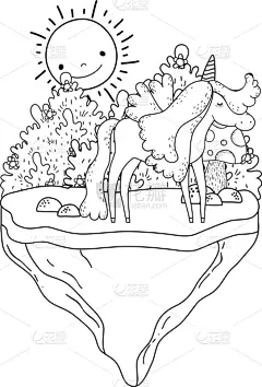 地形,可爱的,童话故事,独角兽,婴儿,华丽的,小的,性格,自然美,幻想