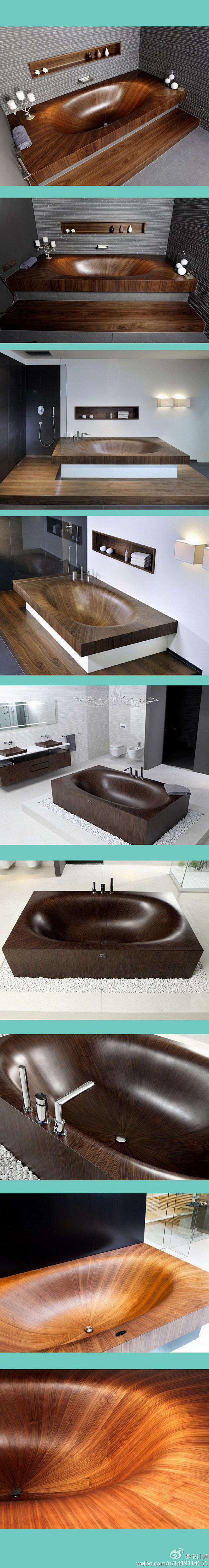 光滑的性感的： 木质浴缸。意大利。设计A