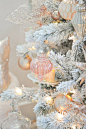 Blush pink and white flocked vintage inspired Christmas tree by Kara's Party Ideas | Kara Allen for Michaels