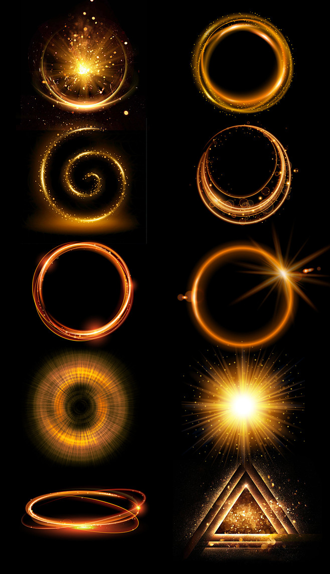 金色光效火光炫光png透明背景免扣素材