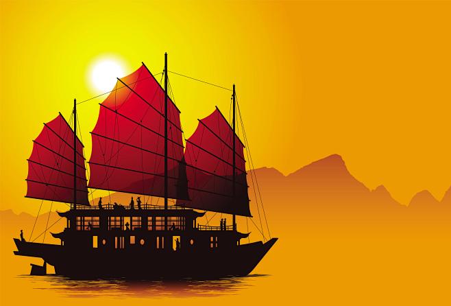 扁平化中国旅游景点风景装饰插画宣传广告b...