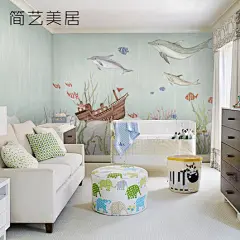 定制手绘艺术墙纸壁画环保儿童房壁纸卧室幼儿园早教背景墙无纺布