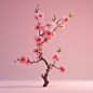 Spring Festival atmosphere, light pink background, a peach blossom, masterpiece, best quality, highly detailed, good composition, 16k