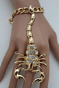 Women Big Gold Scorpion Hand Chain Slave Bracelet Ring Connected Fashion Jewelry in Jewelry & Watches, Fashion Jewelry, Bracelets | eBay