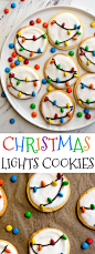 Christmas Lights Cookies for Santa! Easy royal icing recipe and mini M&Ms look like Christmas lights on cookies! Easy Christmas cookies to decorate with kids. via @dessertfortwo