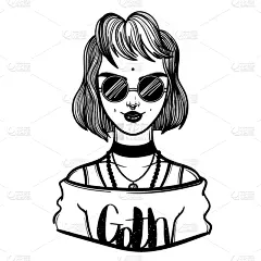 可爱的,吸血鬼,哥特式风格,女孩,贺卡,艺术,魅力,愉悦,爱