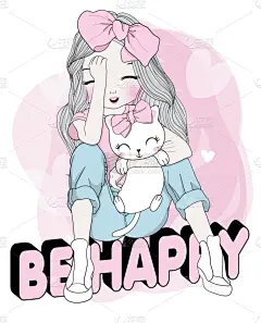 可爱的,绘画插图,女孩,举起手,贺卡,水彩画颜料,丝网印刷,背景分离,漫画书,女婴