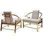 Pair of Mastercraft Chairs, Brass, Upholstery | From a unique collection of antique and modern armchairs at https://www.1stdibs.com/furniture/seating/armchairs/: 