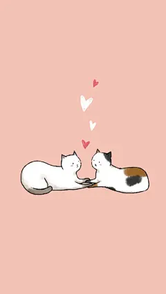二次元插画风格猫咪手机壁纸图片