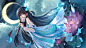 Anime 1920x1080 anime anime girls Moon long hair dark hair cyan