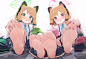 #NovelAI [AI] Momoi & Midori soles - dissym的插画