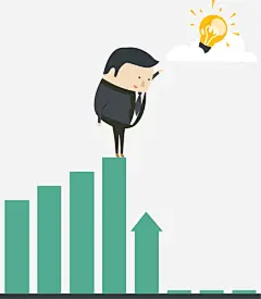 手绘站在柱状图上的男人高清素材 创意 卡通 手绘 灯泡 男人 免抠png 设计图片 免费下载