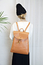 Vintage Style Hand Made Leather Backpack: 