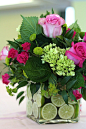 love the limes and the pink roses | ~)( Floral Design )(~