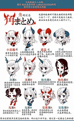 恶魔的角 羊角 鬼角 画画临摹素材