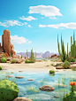 沙漠植物  缤纷色彩 AI场景 电商背景素材