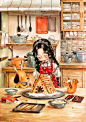 【韩国插画家Aeppol 的「森林女孩日记」系列插画】——  喜欢童话书中的饼干房子…自己动手制作，美美哒! ~