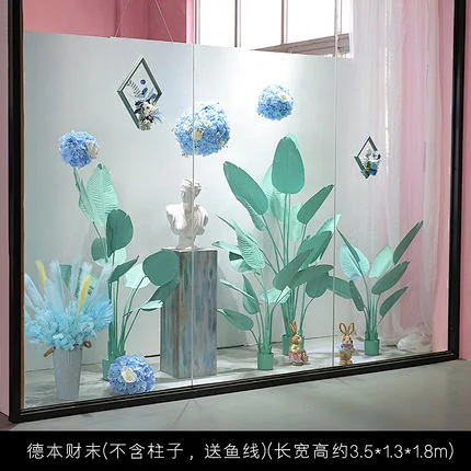 蓝色系网红绿植造景室内橱窗植物景观装饰服装店场景摆设布置陈列-花瓣网