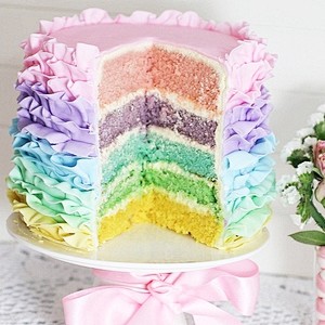 【彩虹系列】清新彩虹翻糖蛋糕