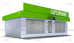 商店或小型市场的小卖部外部的插图