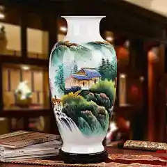 名家胡慧中 景德镇陶瓷器花瓶 高档礼品瓷手绘粉彩山里人家花瓶
