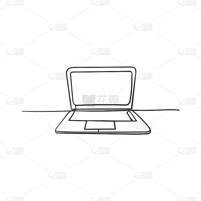 笔记本电脑手绘涂鸦图标插图符号打印