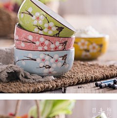 雪花釉日式手绘陶瓷家用吃饭碗礼品碗碟碗筷套装情侣餐具结婚回礼-淘宝网