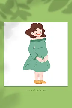 孕照卡通孕妇人物元素插画