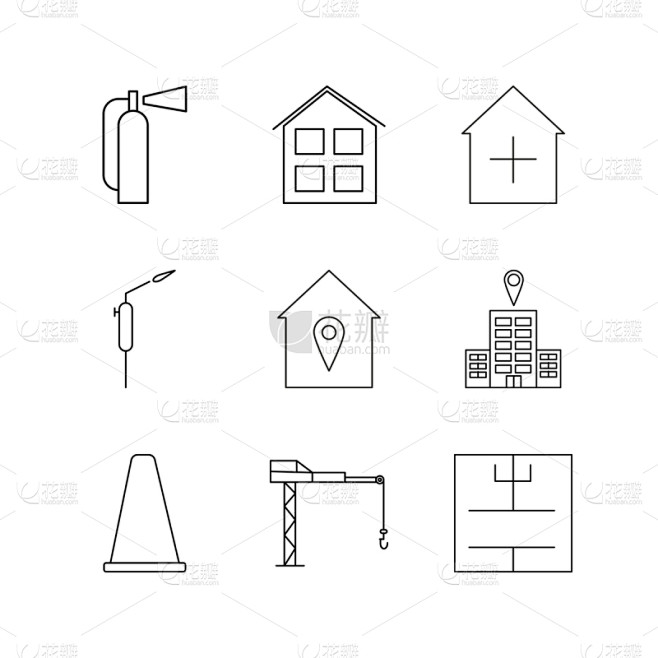 直的,工业,建筑业,建筑体,图标,窗户,矢量,房屋,蓝图,图像