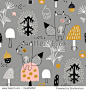 Seamless childish pattern with cute squirrels in the wood. Creative kids city texture for fabric  wrapping  textile  wallpaper  apparel. Vector illustration