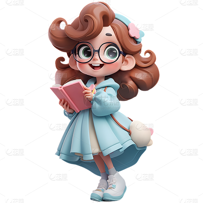 通用3D卡通感可爱小女孩儿童人物贴纸