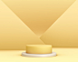 3d geometric yellow podium for product placement with crossed planes in background and editable color