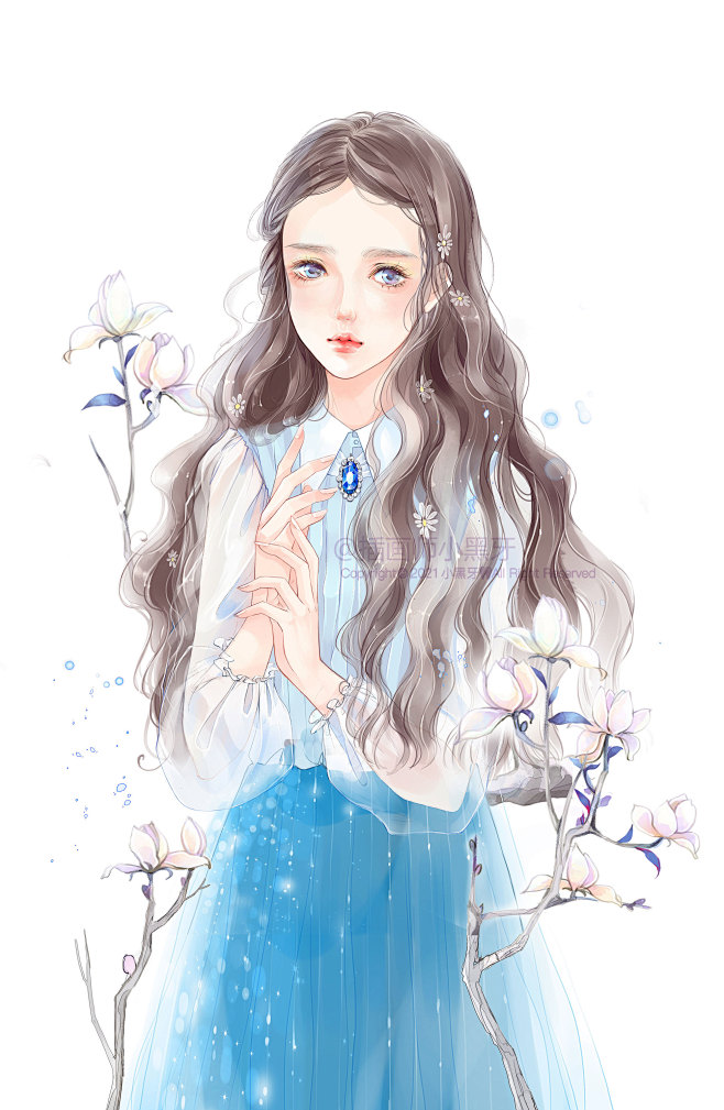 白玉兰少女_小黑牙__插画师作品_涂鸦王...