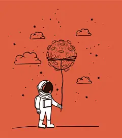 小清新宇航员太空宇宙追梦装饰海报平面印花UI矢量AI插画设计素材