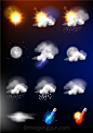 栩栩如生的天气图标EPS矢量合集包 Realistic weather icons set :  