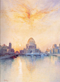 美国艺术家托马斯·莫兰(Thomas Moran) 风景画作。