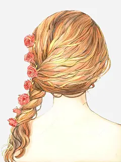 手绘美女背影 平面电商 创意素材