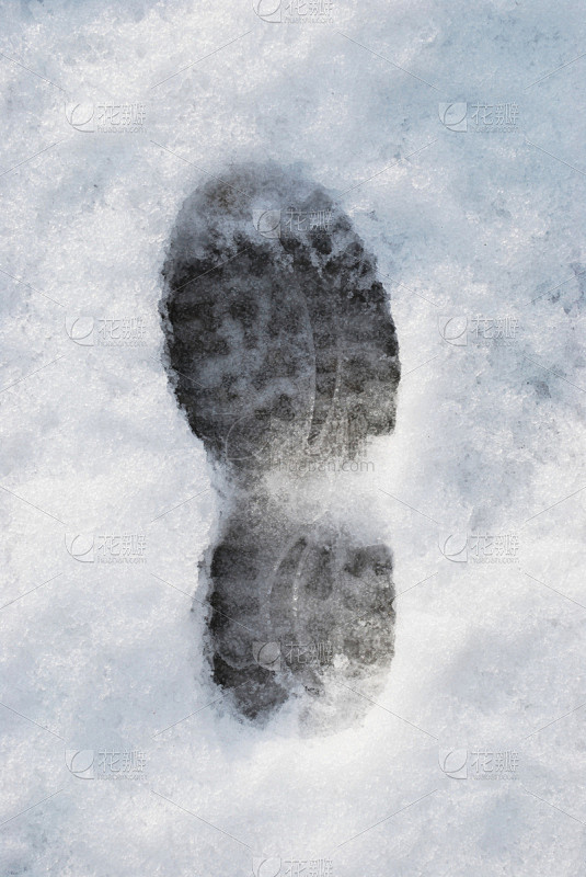 脚印,雪,自然,垂直画幅,户外,冰,霜,...