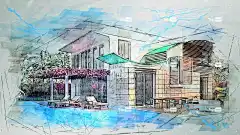 结构 建造 游泳池 现代的 风格 画画 使成为 自然 外部的