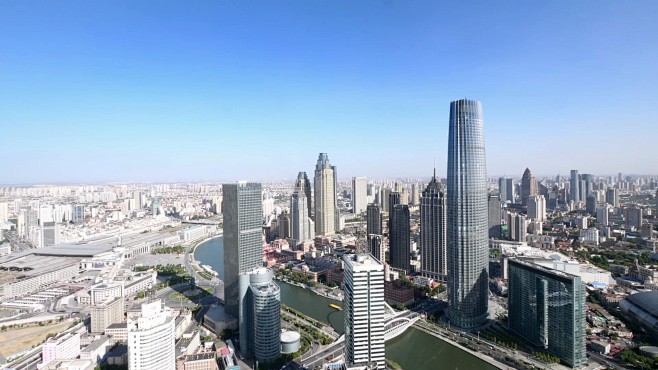 现代城市中心区现代建筑鸟瞰