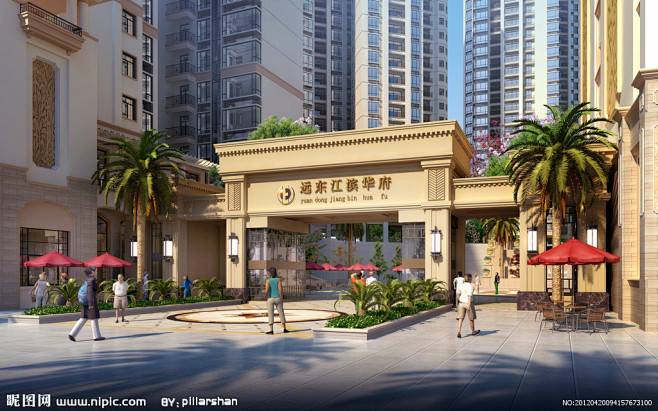 小区大门入口效果图