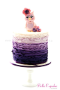 ombre ruffle cake with cute owl topper