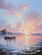 Midjourney｜油画·海边傍晚✨
