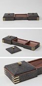 Our elegant desk tidy to keep your workspace neat & tidy. Hand made from seal brown designer shagreen brass and walnut this desk tidy will look stunning in most offices of homes. A perfect luxury gift / present.
