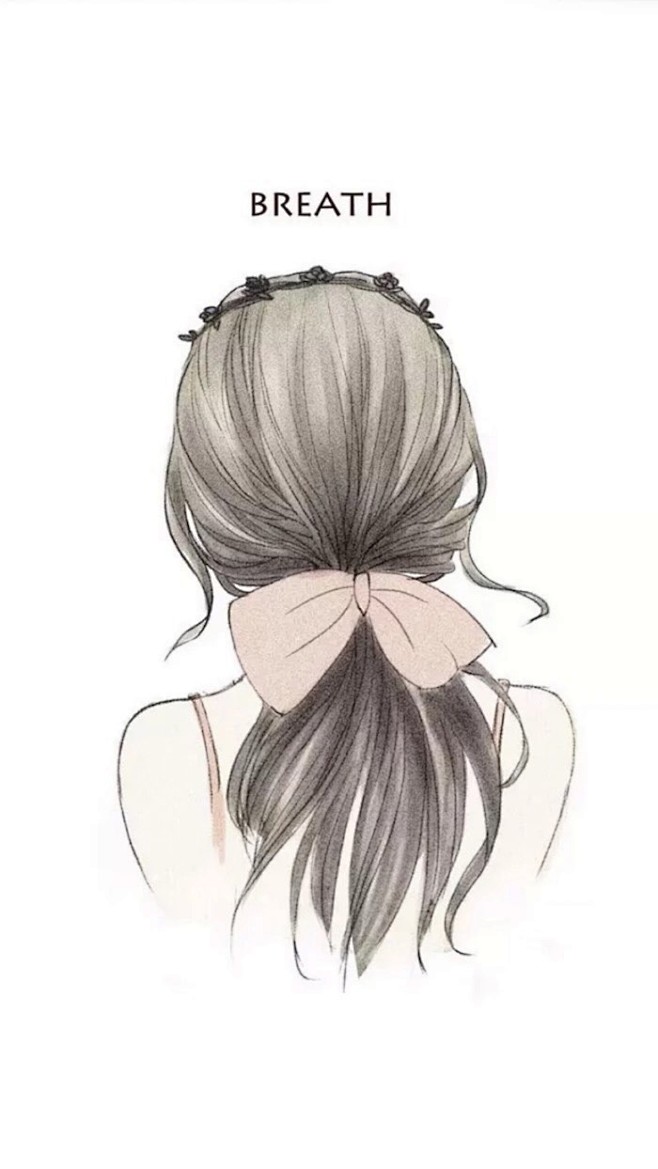 插画长发女孩简约文艺清新自然唯美女生头像手机壁纸聊天背景